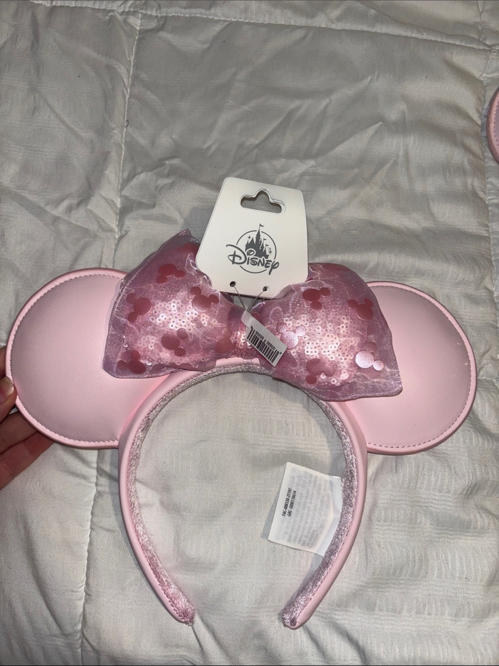 Disney Pink Minnie Ear Headband with Sequin Bow